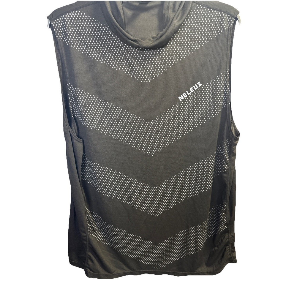 Neleus Sleeveless‎ Tank Hoodie Mens 3X Black Silver Lightweight Athletic Gym Top